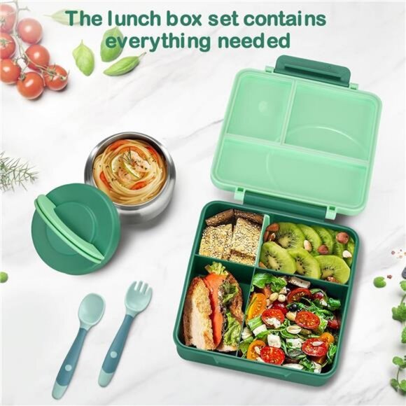 Bento Lunch Box Set for Kids with 8oz Soup Thermo, Leak-Proof Lunch Containers - Picture 3 of 7